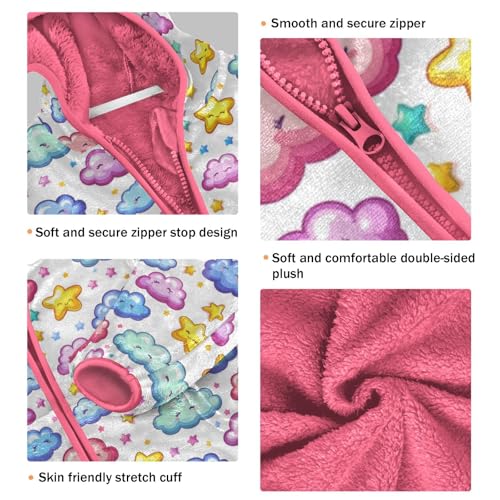 Cute Cloud Star Girls Fleece Jacket Girls Fall Jacket Girl Coats Zip Up Hoodie Children Sherpa Warm Outerwear 2-10T3