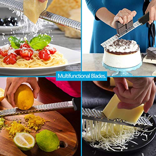 Pack of 3 Kitchen Graters, Stainless Steel Lemon Zester, Cheese Grater and Shredder, Non-Slip Ergonomic Handle, Kitchen Tool for Grating Chocolate, Ginger, Citrus, Lime Nutmeg and Many More (BLACK)