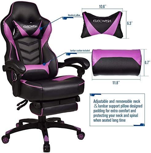 ELECWISH Ergonomic Office Chair Gaming Chair Adjustable Computer Chair Multi-Function Racing Chair for Adults Large Size Purple
