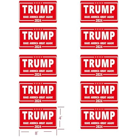 JG MAKER 10 Pack Trump 2024 Car Stickers,8 inches x 4 inches Big Trump Letters Car Decal, Make America Great Again 2024 Bumper Stickers(Red) Cover