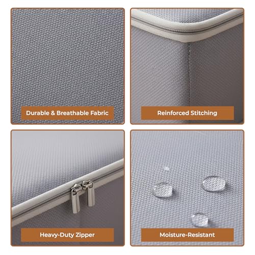 Image of HomeEssentials underbed storage with zippers, oversized quilt bags, comforter storage case, heavy-duty blanket organizer, winter clothes storage, storage bags, bedding containers.