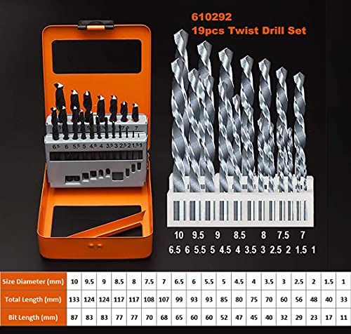 Metric Drill Bit Set by Harden 19 Piece 1-10 mm High Speed Steel Metal Case - Image 2