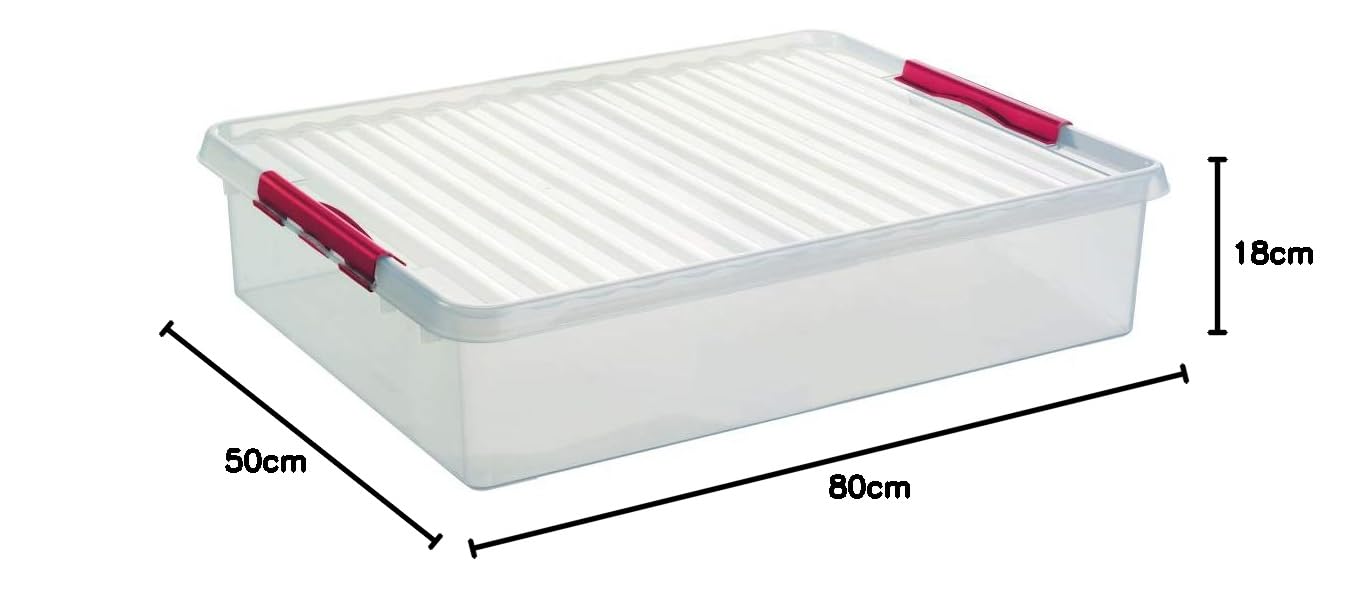 Sunware Q-Line BettBox - 60 Liter - 800 x 500 x 180mm - transparent/rot, Sunware_75600605