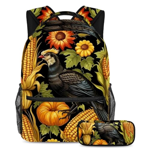 Ensemble sac à dos maïs multicolore grand format avec trousse assortie pour ados