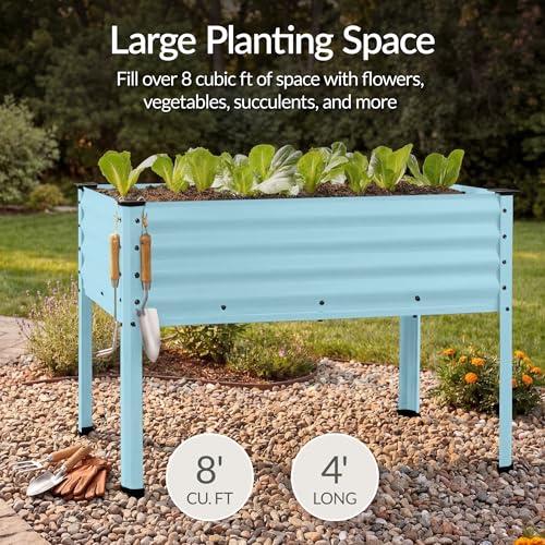 Image of Best Choice Products 48x24x30in Galvanized Raised Garden Bed, Metal Elevated Planter Box, Vegetable Garden for Backyard, Patio, Balcony, 100% Non Toxic Materials - Mist Blue