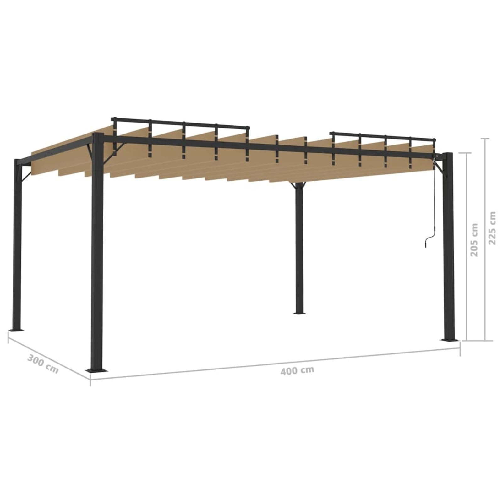 ZEYUAN Pavillon mit Lamellendach, Gartenpavillon, Pop-Up Partyzelt, Festzelt, Pavillon, Garden Decoration, Canopy Tent, Lagerzelt, 3x4 m Taupe Stoff und Aluminium