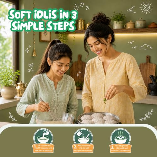 Image of IndiMillet Multimillet Idli Mix | Made with Millets | High Fibre | Instant Idli Mix | Pack of 2 (200g each)