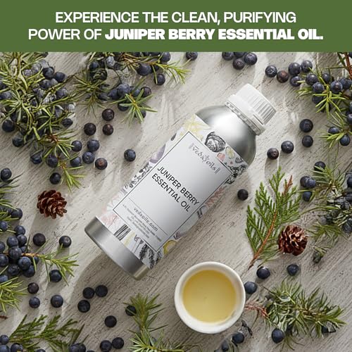 Image of VedaOils Juniper Berry Essential Oil 100ml | 100% Pure, Natural & Undiluted Juniper Berry Oil for Aromatherapy, Calm Mind, Peaceful Sleep, Skin Care & Hair Care