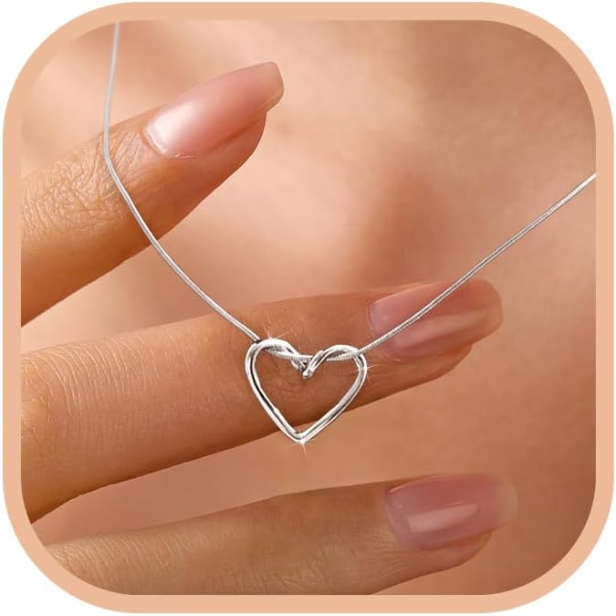 LOVECOM Mothers Day Gifts S925 Sterling Silver Heart Necklace for Women Dainty 14k Gold Plated CZ Infinity Double Cross Star Pendant Choker Necklaces Trendy Bead Chain Jewelry Gifts for Mom Daughter