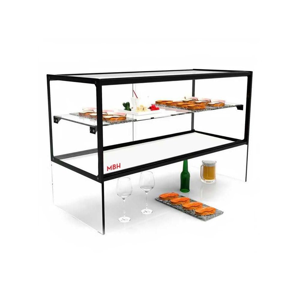 MBH Zeppelin Neutraler Ausstellungsständer, quadratisch, 92 cm, für Gastronomie, Neutral, erhöht, für Bar und Restaurant, mit LED