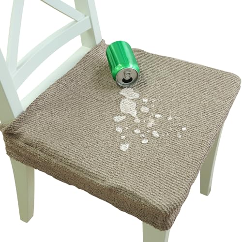 Lawalon Elastic Dining Chair Seat Covers (Beige, Set of 2),