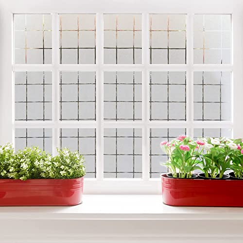 Image of HOME13 Frosted Glass Film Window Privacy Film Decoartive Frosted Window Film Heat Control Frosted Glass Sticker for Home & Office (16 x 148 Inch, Square)