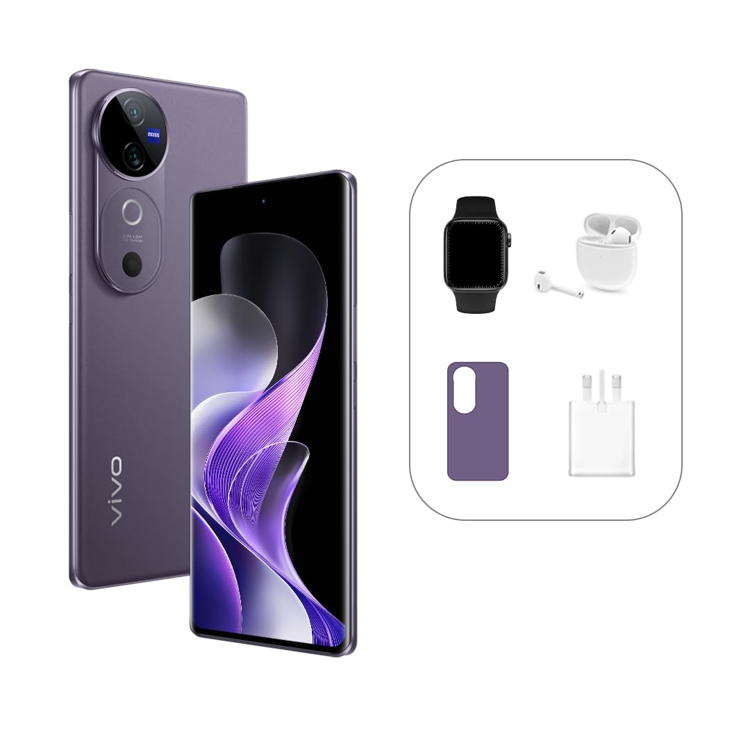 Vivo V40 5G (Nebula Purple, 12GB RAM, 256GB) | 3D Curved AMOLED 120Hz Display | 50MP ZEISS Camera | 5500 mAh BlueVolt Battery | IP69 | Gifts, 24M Warranty, 12M Broken Screen Replacement – UAE Version