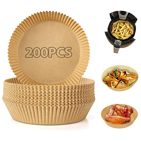 200 PCS Air Fryer Parchment Paper Liners, WishDirect 6.3 Inch Disposable AirFryer Liner for 3-5 Quart Air Fryers [Non-stick and Oil Resistant] Cover