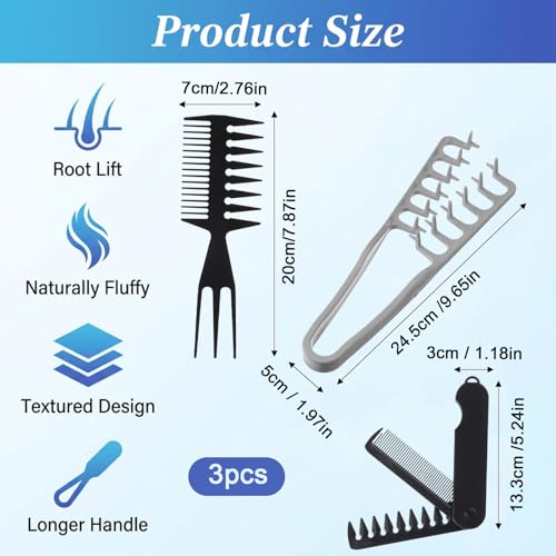 Set de 3 Peines Texturizadores Anti-Frizz de Plástico miniatura 2