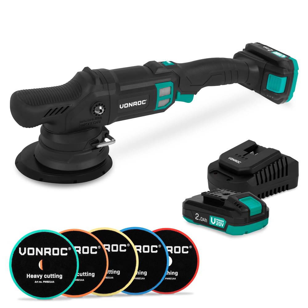 VONROC S2_PM511DC, polisseuse à double action sans fil, 20 V, 7 vitesses
