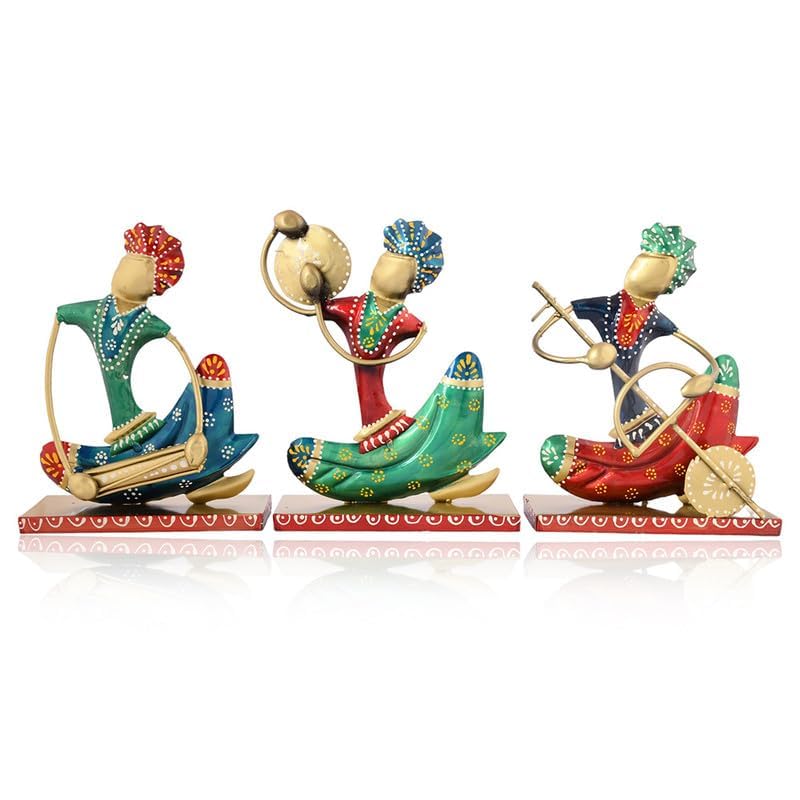 Image of Metal Nagpuri Musician Decorative Showpiece Handcrafted Tribal Musician Figurine Ideal for Home, Office & Music Room Decor
