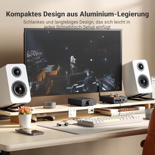 Fosi Audio Q6 Mini-Desktop-DAC, USB C Digital-Analog-Audio-Wandler für Heim-Stereo-Verstärker und Kopfhörerverstärker, optischer/koaxialer Eingang, RCA-Ausgang/Sub-Out, Hi-Res 32bit/768kHz DSD512 – Bild 6