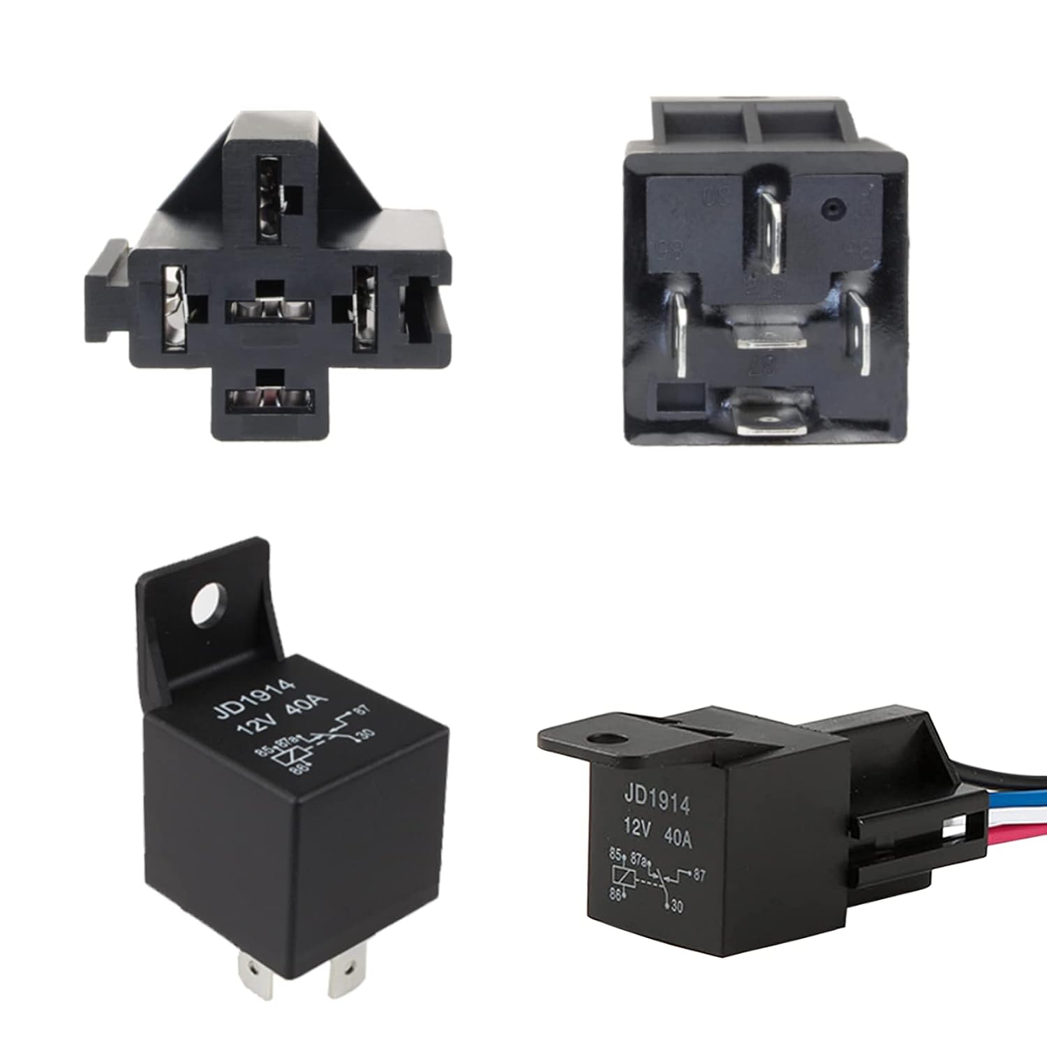 5 Packs 40 Amp 12 V DC Waterproof Relay with Harness 5-PIN SPDT ​Bosch Style Automotive Relay for Automotive Truck Marine Boat Fan