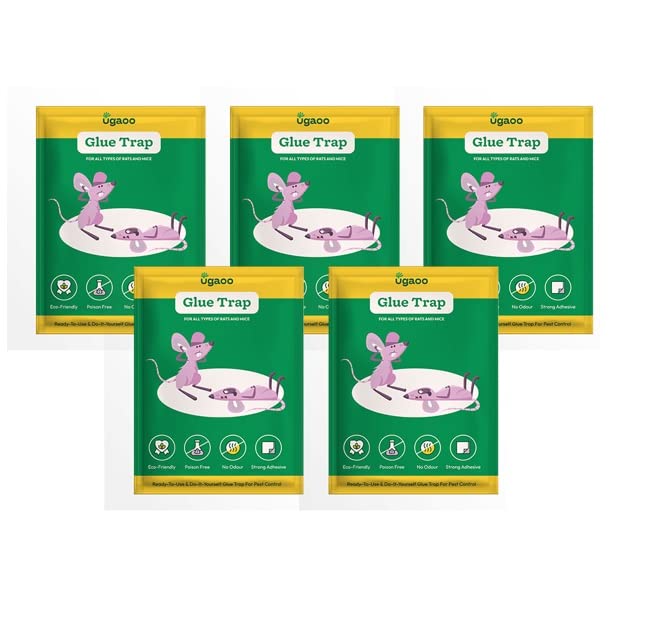UGAOO Mouse Rat Trap Glue Pad Non-Poisonous, Non-Toxic Safe for Pets, Children (Set of 5)