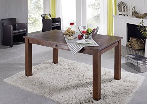 MASSIVMOEBEL24.DE | Oxford Esstisch aus Massivholz mit Schublade #112 | aus Akazienholz - Nougat, lackiert | 140x85x76… – Bild 3