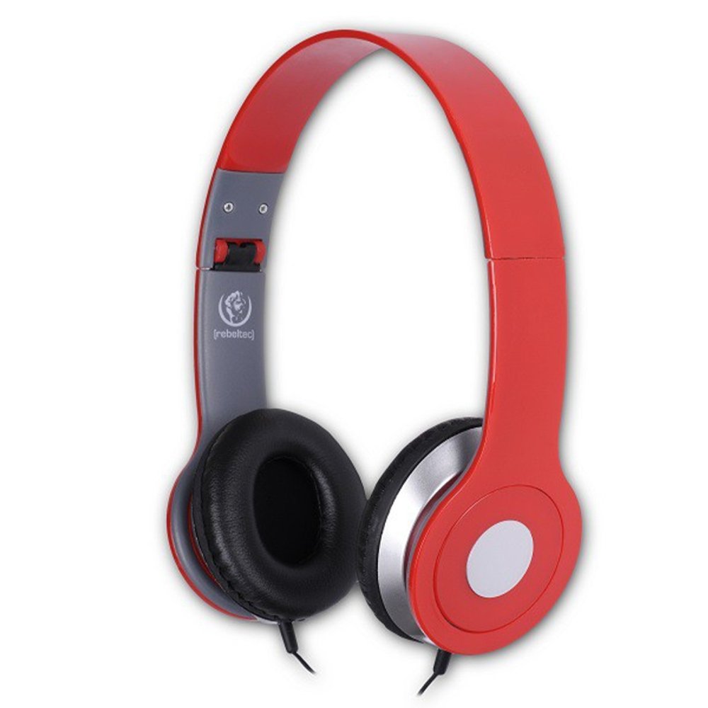rebeltec City Stereo Headphones with Microphone Headset (Red)