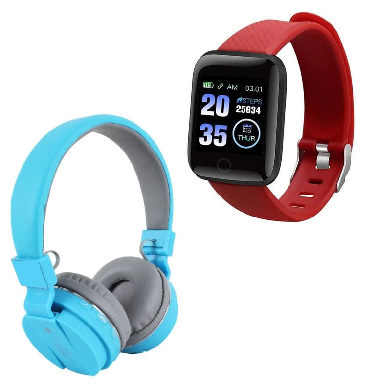 TechKing (Special with 12 Years Warranty Comfortable On-Ear Bluetooth Wireless Headphone, Bluetooth D116 SmartWatch with Heart Rate Monitor-RED-picture-43