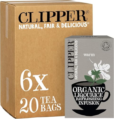 Clipper Organic Liquorice Tea Bags | 120 Infusion Liquorice Root Teabag Sachets (6 x Boxes of 20) | Bulk Buy for Home & Catering | Caffeine-Free Herbal Tea Bags | Natural Unbleached & Biodegradable