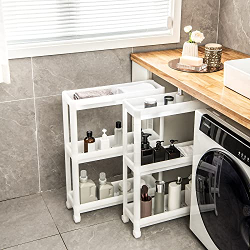 COSTWAY Set di 2 Carrelli Portaoggetti Sottile