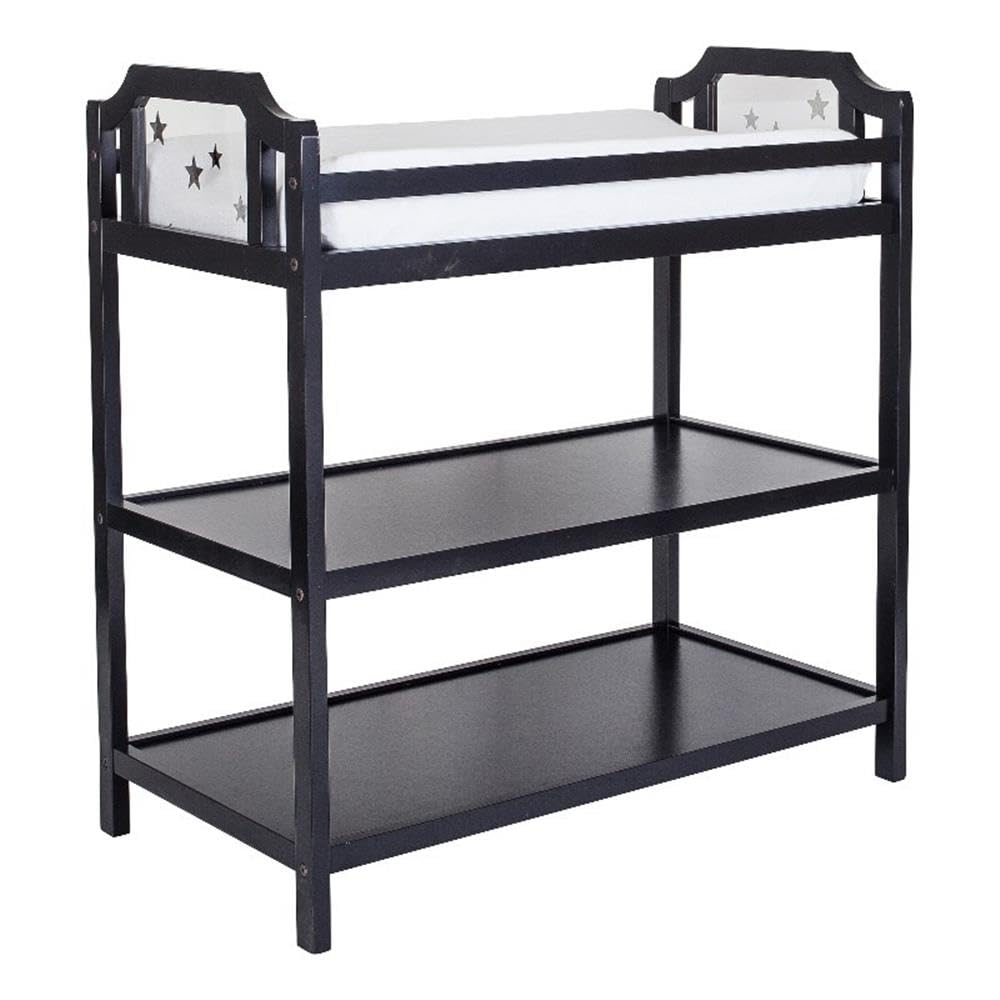 Pemberly Row Contemporary Wood Changing Table in Black Finish