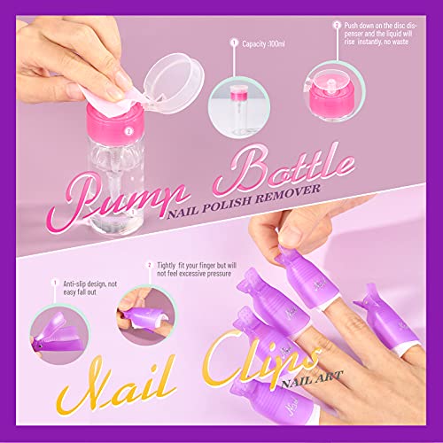 Teenitor Nail Gel Polish Dipping Powder Remover Tools Kit With Nail Clips Nail Remover Pads Cuticle Oil Nail Brushes Nail File Buffer Block Nail Clipper Cuticle Peeler Scraper Pusher And Cutter #TOP3