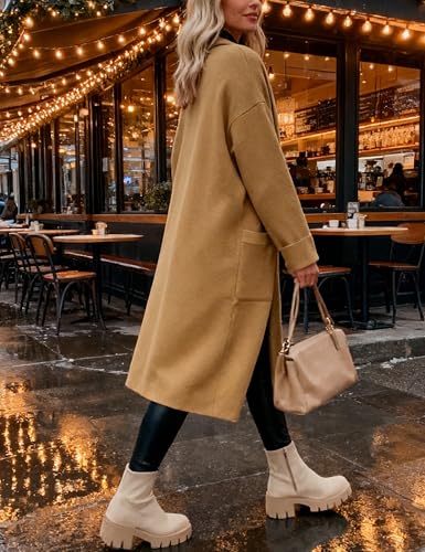 Hooever Women's Open Front Knit Cardigan Long Lapel Coatigan Sweater Loose Jacket Outwear Fall Coat4