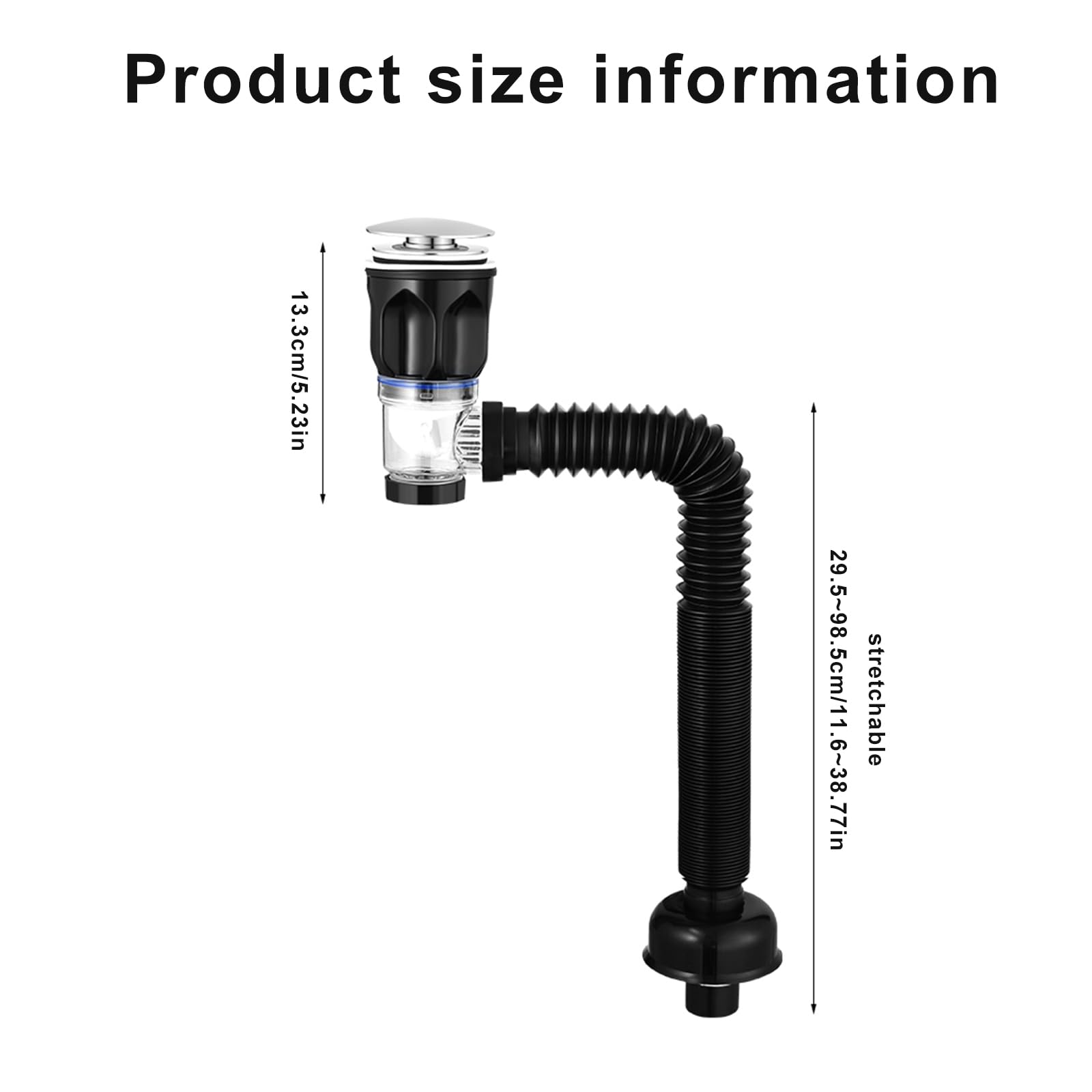 Desagüe Clic-Clac para Lavabo con Sifón Flexible,Blanco
