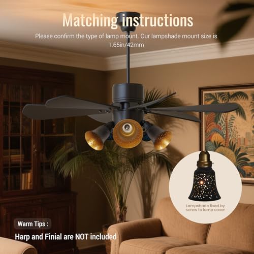 Image of 3 Pack Metal Lamp Shade Small Shades Replacement, Pendant Sconce Shade, Ceiling Fan Light Covers, Laser-Cut Starlight, 2.16 inch Fitter, 4.72 inch Height and 4.72 inch Diameter Chandelier Sconces