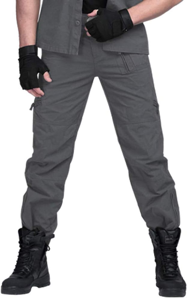 Men's Tactical Pants Outdoor Cargo Pants Men Rip-Stop Workout Pants with Multiple-Pockets
