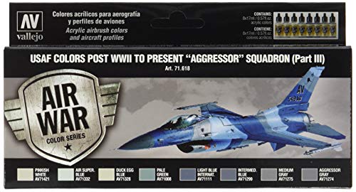 Vallejo- Usaf Colors Post Wwii To Present Aggressor Squadron Part Iii Set Di Colori Acrilici Per Aerografo, Multicolore, 071618