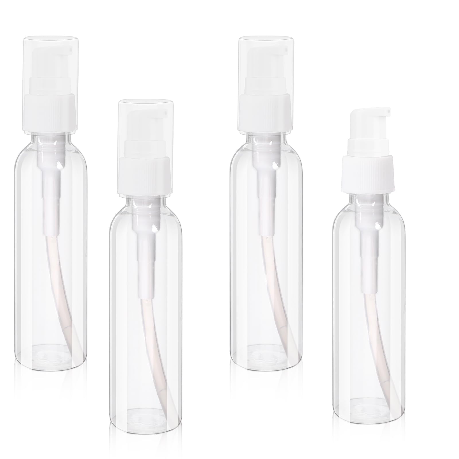 4 sztuki bezpowietrznych butelek z pompką, 100 ml, przezroczyste, puste, kremowe, butelki podróżne, do napełniania, z tworzywa sztucznego, do wielokrotnego napełniania, do kosmetyków, szamponu