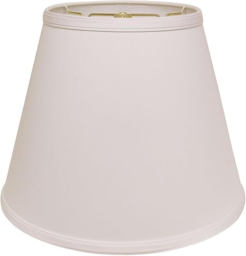 Maykoosh Eclectic Elegance Deep Empire - Pantalla de tela natural blanca para lámparas de mesa, tapa dura, sin flameos, pantalla de tela natural