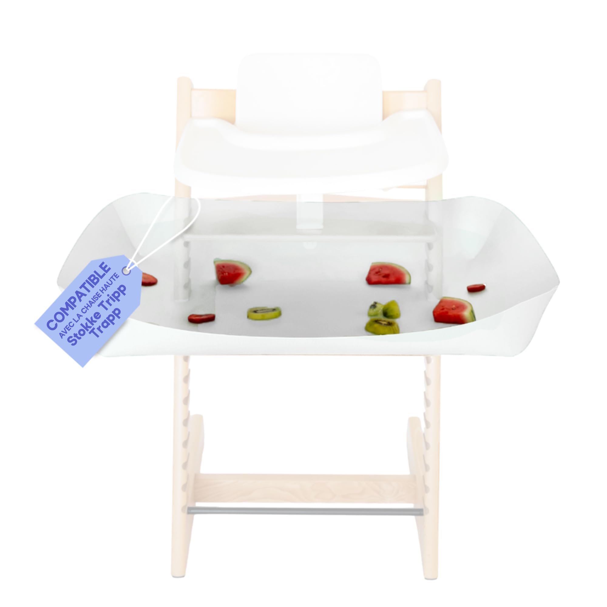 CATCHY Récupérateur d’Aliments pour Chaise Haute Bébé, Compatible avec la Chaise Haute Évolutive Stokke Tripp Trapp (Vendue Séparément), Bavoir Plateau Anti-Salissures Bébé, Blanc