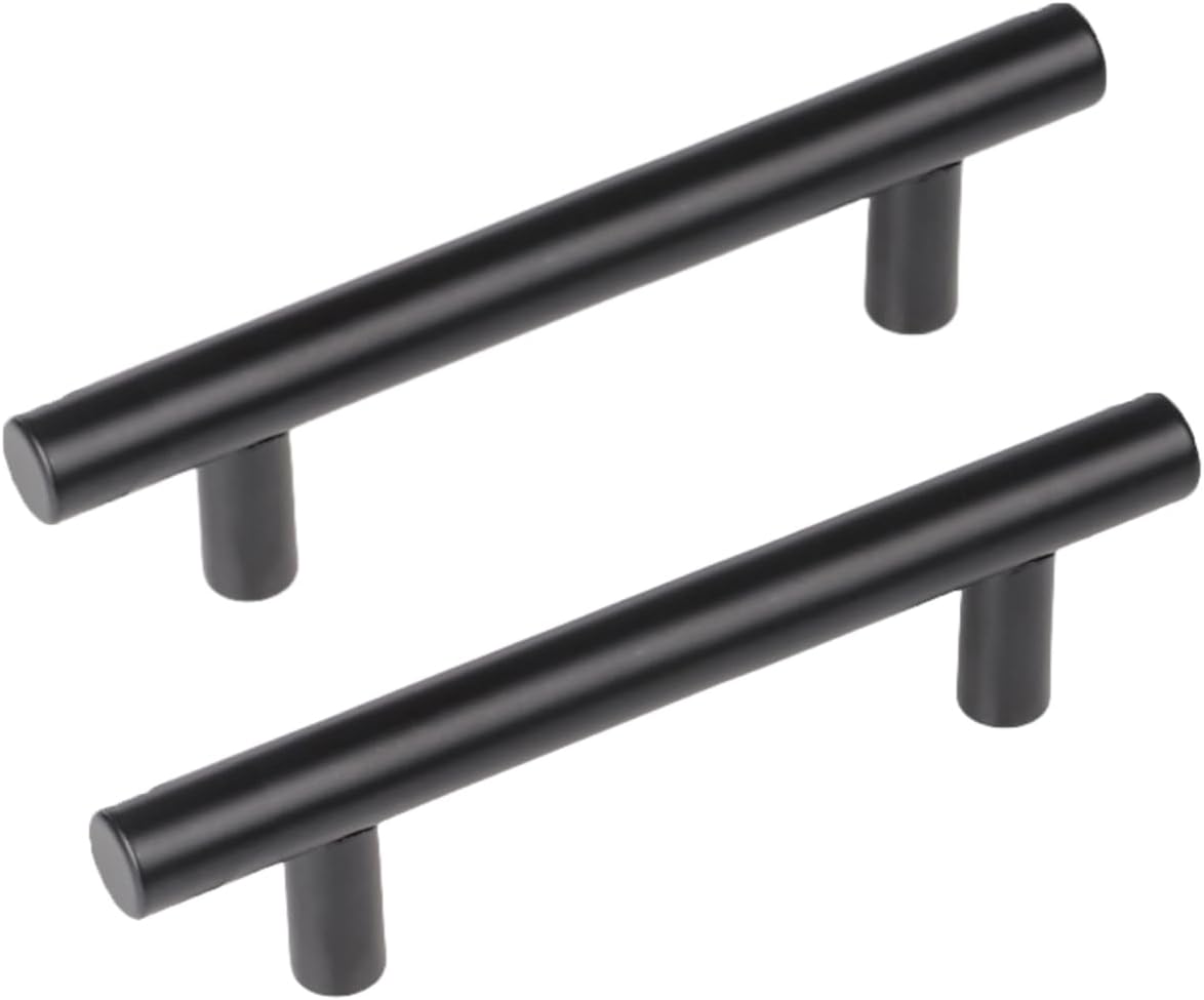 LABBYWAY 1 Pack 5 Inch Cabinet Pulls Black Wood-Grain Stainless Steel Kitchen and Bathroom ...