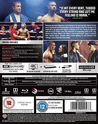Creed 2 Pelicula 4K UHD para una noche de cine y boxeo en casa con amigos 4