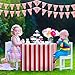 10 Pieces Carnival Theme Party Decors Carnival Table Skirts Circus Theme Tablecloths Red White Striped Pennant Banners Circus Bunting Banners Decors