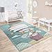 Paco Home Alfombra Infantil Habitación Juegos Colorida Animales Globo Lúdica Multicolor, tamaño:120x170 cm