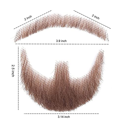 Fake Beard Realistic 100% Human Hair Full Hand Tied Facial Hair Brown Goatee False Beards Lace Invisible Fake Mustache For Entertainment Drama Party Movie Makeup #TOP3