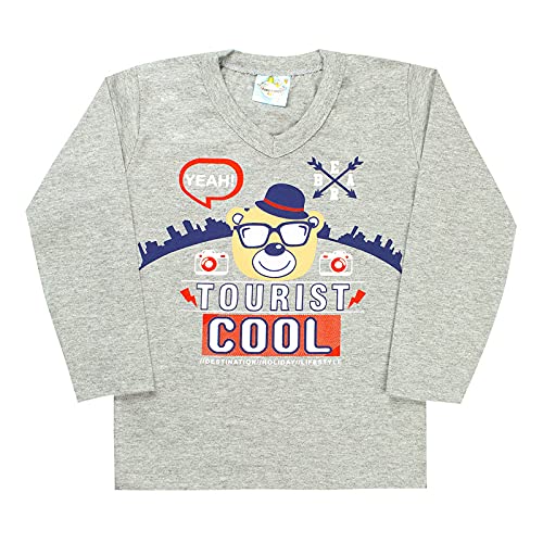 Kit 5 Camisetas Manga Longa Infantil Estampada Sortidas Tamanho:2