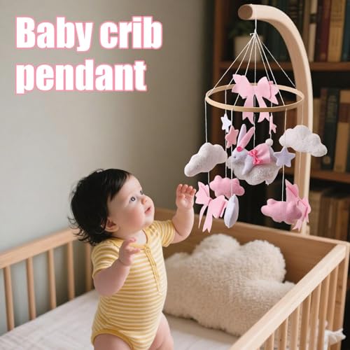 Mobile bébé en coton fait main avec rotation sensorielle bunny - 5