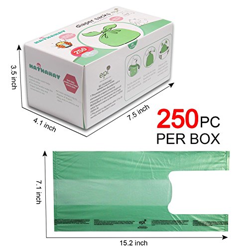 image for Hathaway Baby Disposable Diaper Bags, 100% Biodegradable Diaper Sacks 