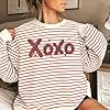 FASHGL Valentines Sweatshirt Women Love Heart Print Shirt Valentine Sweater Casual Striped Pullover Blouse Long Sleeve Top #1