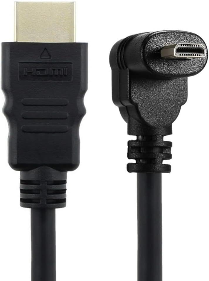 Up & Down Angled 90 Degree Micro HDMI to HDMI Male HDTV Cable for Cell Phone & Tablet & Camera (Up Angled)