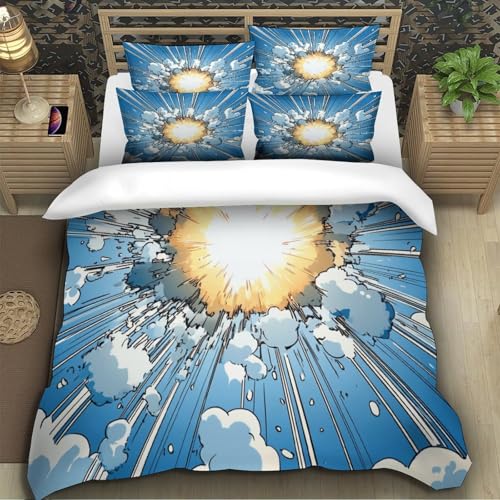 Parure de lit explosion BD anti-tache avec fermeture éclair lit single